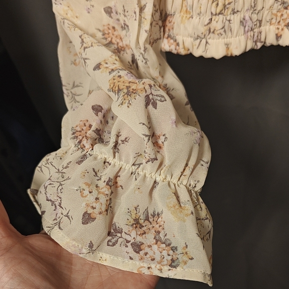 NWT Wild Fable Cream Square Neck Puff Sleeve Crop Blouse XL - Picture 4 of 4